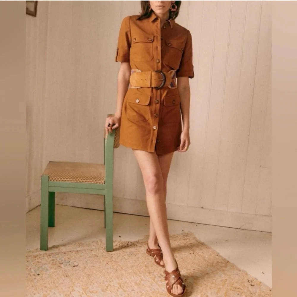 Sezane camel colored Jackie Dress - Picture 1 of 6